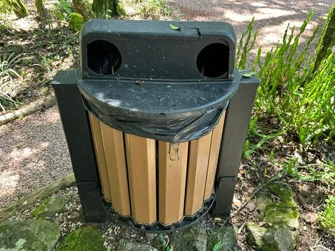 External trash can in a park environment Stock Photos