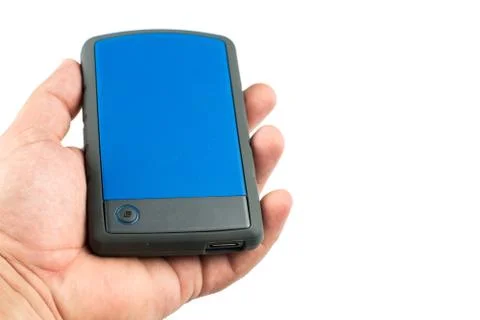 External usb hard disc hdd with usb cable isolated over white background Stock Photos