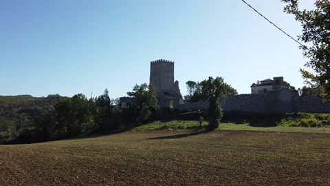 External video footage of the Acropolis Tower of Civitavecchia Arpino Stock Footage 147386540