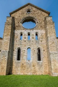 External view of the apse of the Abbey of San Galgano Stock Photos