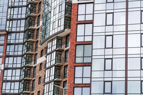 External view of modern complex of new apartment residential buildings. Stock-Fotos