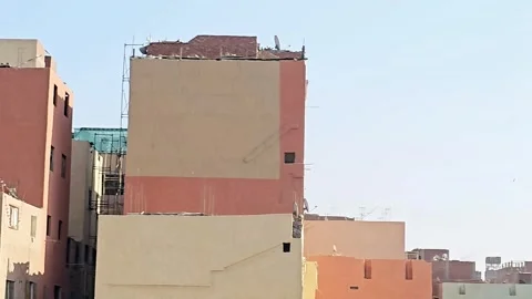 External visual improvements of buildings on the ring road Stock Footage 287003246