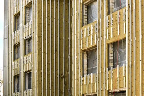 External wall insulation with mineral wool Fotos de archivo