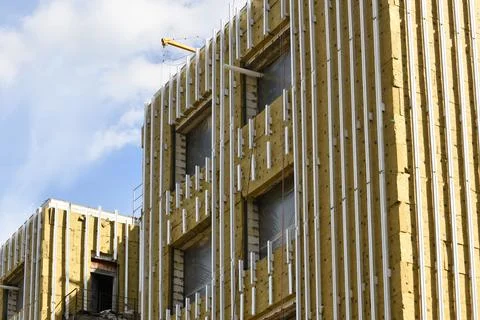 External wall insulation with mineral wool Fotos de archivo