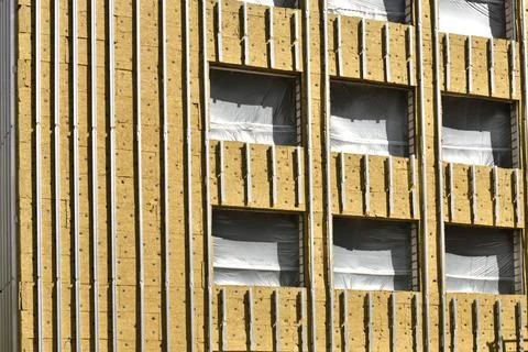 External wall insulation with mineral wool Fotos de archivo