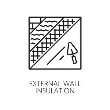 External wall thermal insulation thin line icon Illustrazione stock