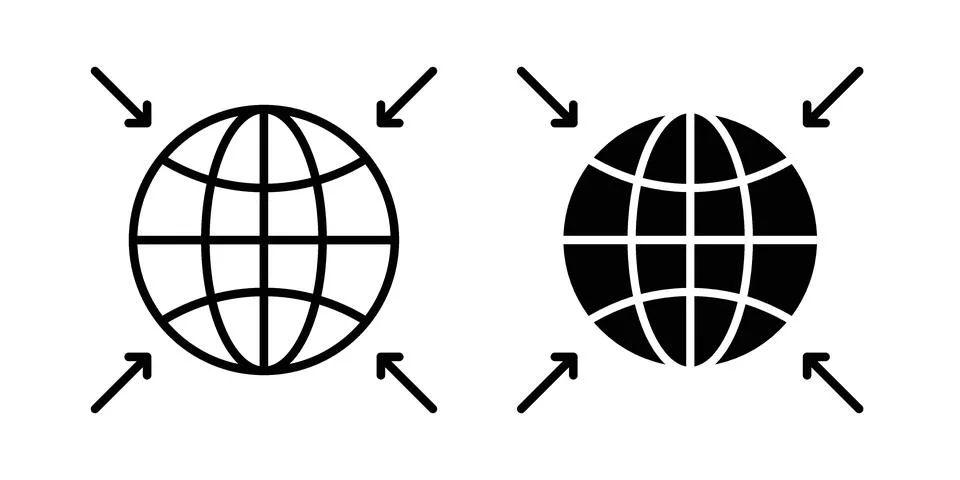 External world icon drawing lines. Silhouette style vector bundle Stock Illustration