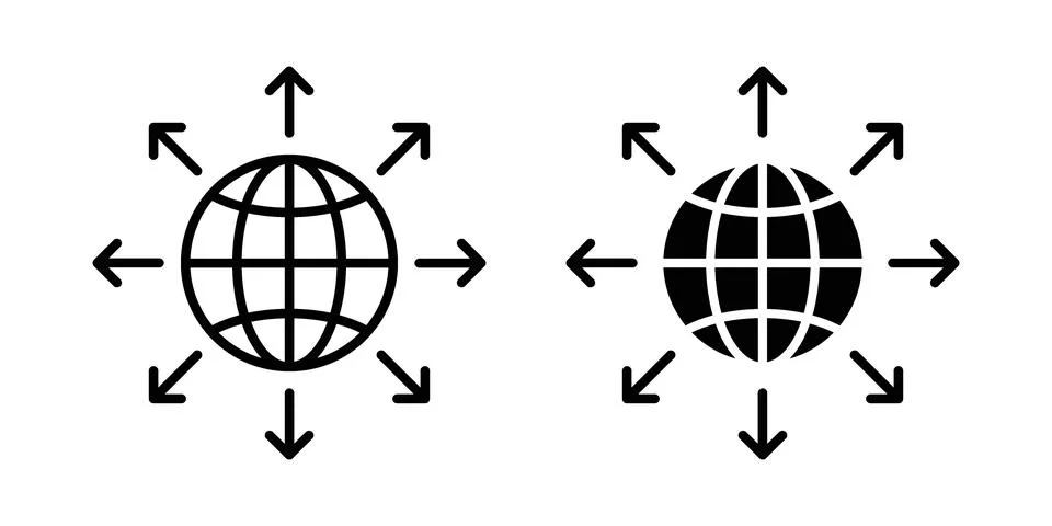 External world icon pack with silhouette and stroke web icons Stock Illustration