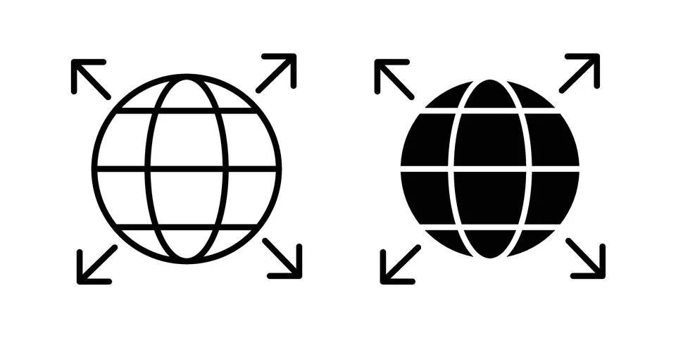 External world icon silhouette vector set. thin line pack Stock Illustration
