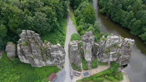 Externsteine From Above In Bright Summer Sunlight Stockbeeldmateriaal 339367652