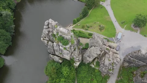 Externsteine Closest Overhead View In Bright Light 스톡 동영상 339367996