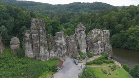 Externsteine Rock Formation In Bright Daylight Stockbeeldmateriaal 339368007