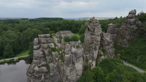Externsteine Rock Formation In Muted Daylight 스톡 동영상 339367587
