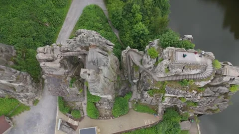 Externsteine Rock Formation Seen From Directly Above 스톡 동영상 339367435