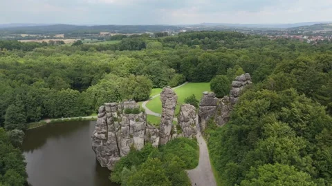 Externsteine Rock Towers In Soft Hazy Light 動画素材 339367656