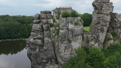 Externsteine Staircase From Above In Overcast Light 스톡 동영상 339367562