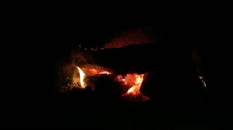 Extinct firewood in the fireplace flare up Stock-Footage 169223367