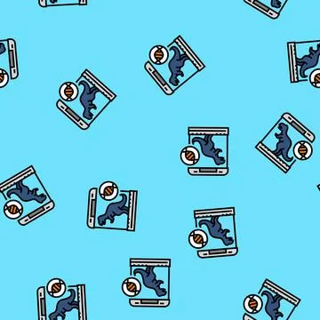 Extinct species resurrected future technology vector seamless pattern 스톡 일러스트