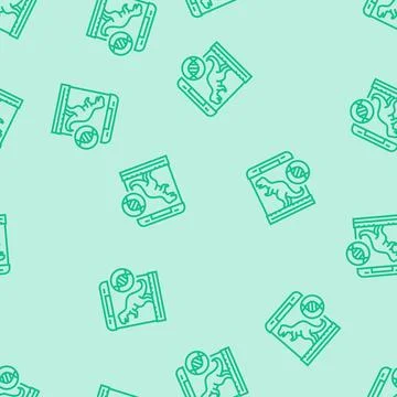 Extinct species resurrected future technology line seamless pattern Stock Illustration