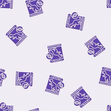Extinct species resurrected future technology glyph seamless pattern Stock Illustration