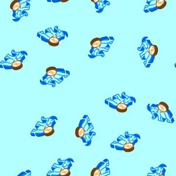 Extinct species resurrected future technology isometric icon seamless pattern 스톡 일러스트