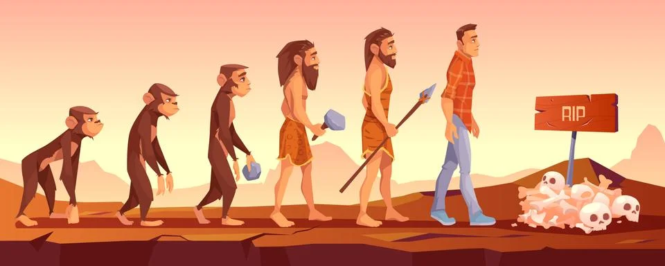 Extinction of human species, evolution time line Stock Illustration