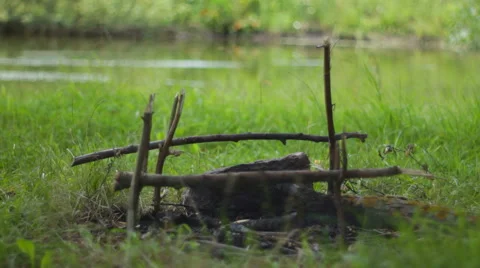 Extinguished bonfire Stock Footage 53797603