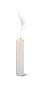 Extinguished candle isolated on white background. Blown candlelight vector Stock Illustration