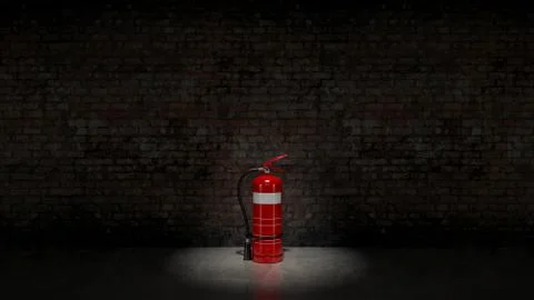 Extinguisher fixed on brick wall Stock Illustration