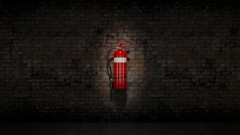 Extinguisher fixed on brick wall Stock Illustration