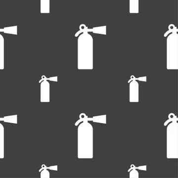 Extinguisher icon sign. Seamless pattern on a gray background. Vector Stockillustratie