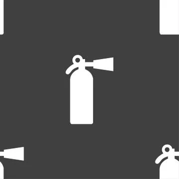 Extinguisher icon sign. Seamless pattern on a gray background. Vector Stockillustratie