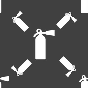 Extinguisher icon sign. Seamless pattern on a gray background. Vector Illustrazione stock