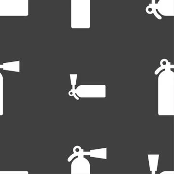 Extinguisher icon sign. Seamless pattern on a gray background. Vector Stock Illustration