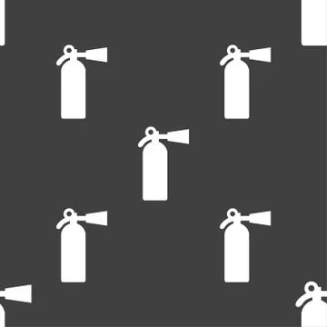 Extinguisher icon sign. Seamless pattern on a gray background. Vector Stockillustratie