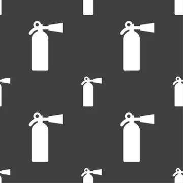 Extinguisher icon sign. Seamless pattern on a gray background. Vector 库存插图