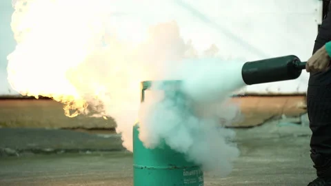 Extinguishers to extinguish fires from LPG Stock Footage 228428695