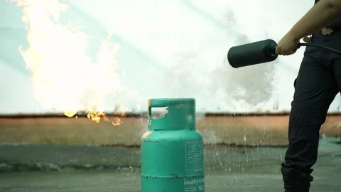 Extinguishers to extinguish fires from LPG Stock-Footage 228428859