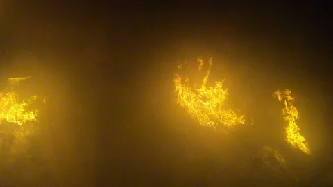 Extinguishing a fire in a burning building.Fire.The work of firefighters. Video stock 108458080