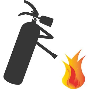 Extinguishing a fire with a fire extinguisher. Vector image. Stock Illustration