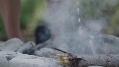 Extinguishing a small fire 스톡 동영상 76739193