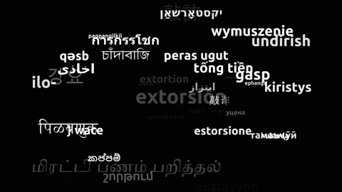 Extortion Translated in 48 Worldwide Languages Endless Looping 3d Zooming Wor 库存影片 145196513