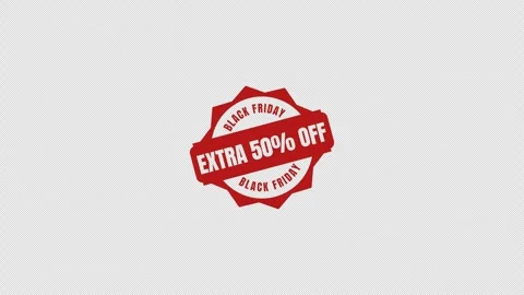 Extra 50 Off Animated Black Friday Badge Alpha Channel Transparent Background Stock Footage 319894642