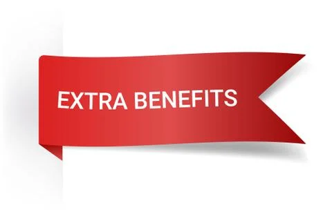 Extra Benefits Realistic Detailed Curved Paper Banner. Ribbons With Space For Stock Illustration