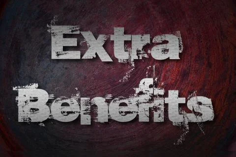 Extra benefits text on background Stock Illustration