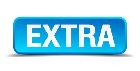 Extra blue 3d realistic square isolated button 스톡 일러스트