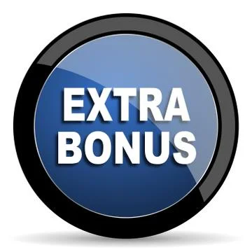 Extra bonus blue circle glossy web icon on white background, round button for 스톡 일러스트