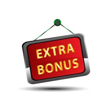 Extra Bonus Icon Internet button on red background Stock Illustration