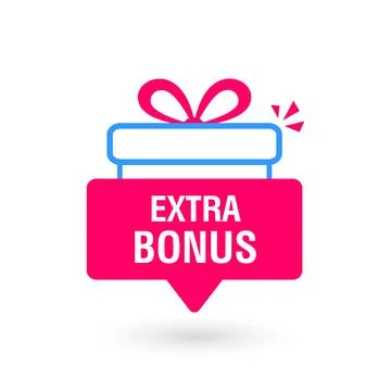 Extra bonus labels banners with gift. Gift box sign template for shopping Illustrazione stock