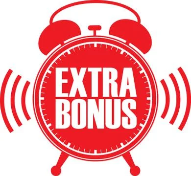 Extra bonus red alarm clock, vector illustration Stock Illustration